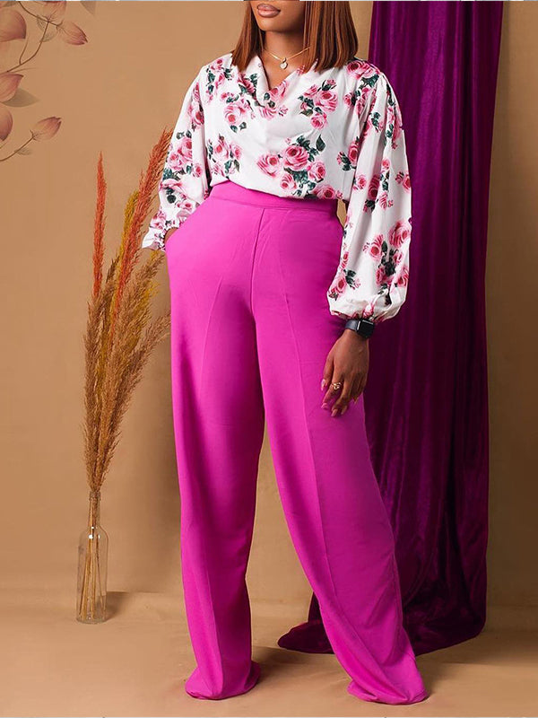 Floral Blouse & Pants Set