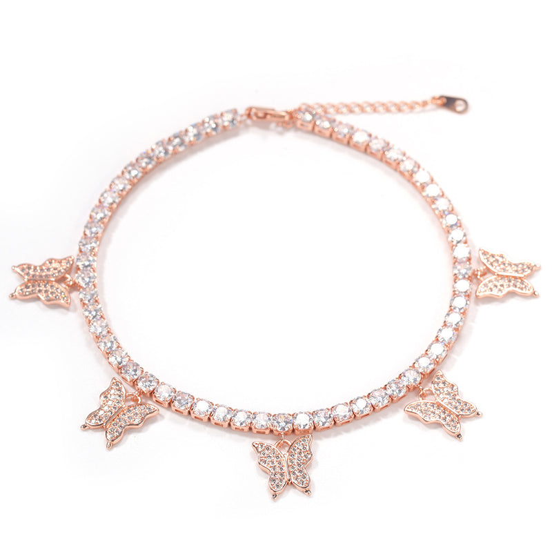 Butterfly Round Diamond Anklet