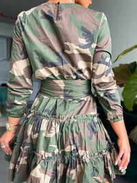 Beautiedoll Camo Tied Ruffle Dress