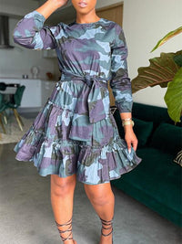 Beautiedoll Camo Tied Ruffle Dress