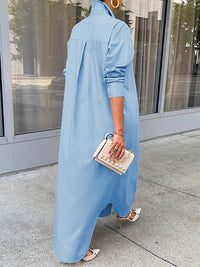 Beautiedoll Solid Slit Shirt Dress