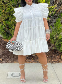 Beautiedoll Puff-Sleeve Ruffle Dress