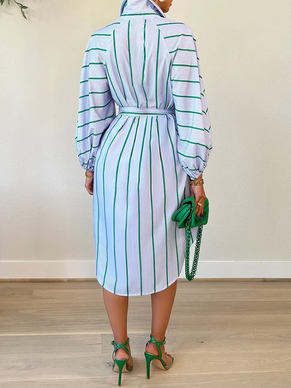 Beautiedoll Stripe Tied Shirt Dress