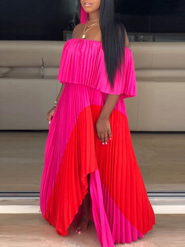 Flounce Pleated Dress