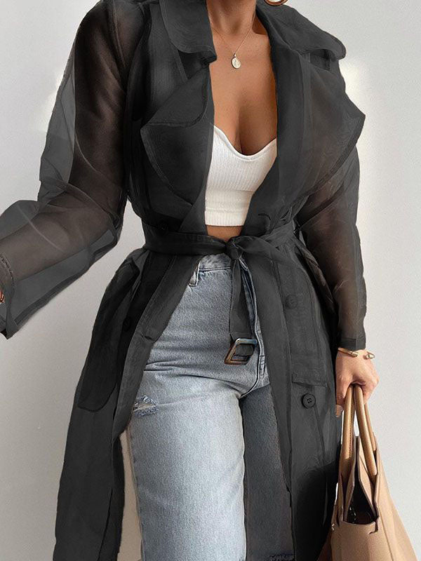 Beautiedoll Belted Sheer Duster