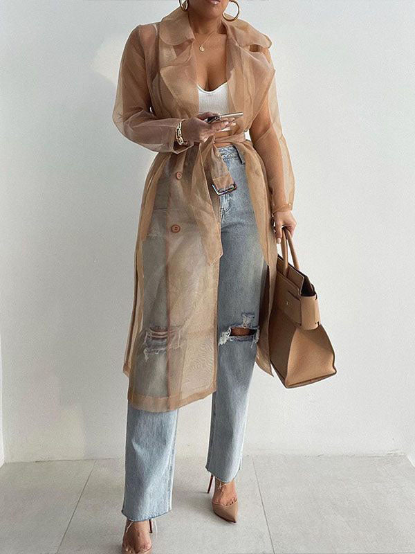 Beautiedoll Belted Sheer Duster