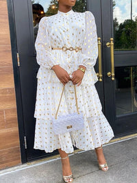 Beautiedoll Dot Tiered Shirt Dress