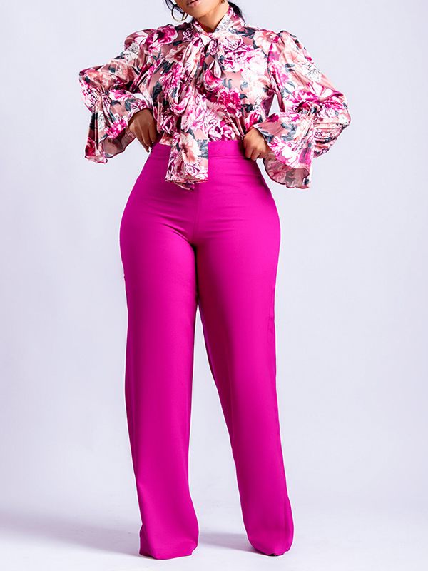 Floral Blouse & Pants Set