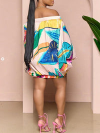 Beautiedoll Printed Off-Shoulder Parachute Dress