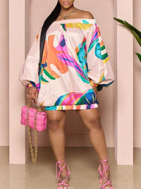 Beautiedoll Printed Off-Shoulder Parachute Dress