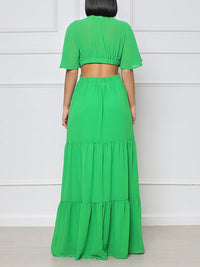 Beautiedoll V-Neck Cutout Maxi Dress