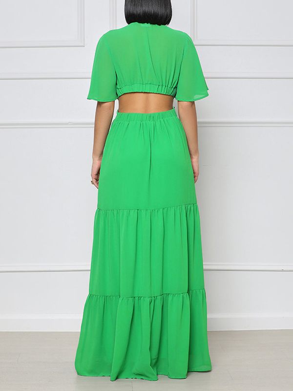 Beautiedoll V-Neck Cutout Maxi Dress