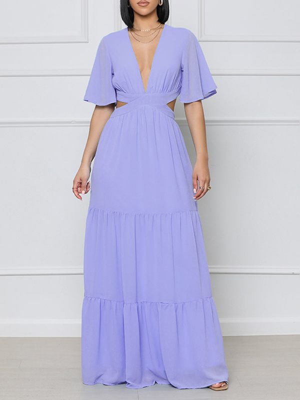 Beautiedoll V-Neck Cutout Maxi Dress