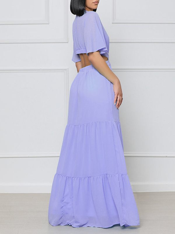 Beautiedoll V-Neck Cutout Maxi Dress