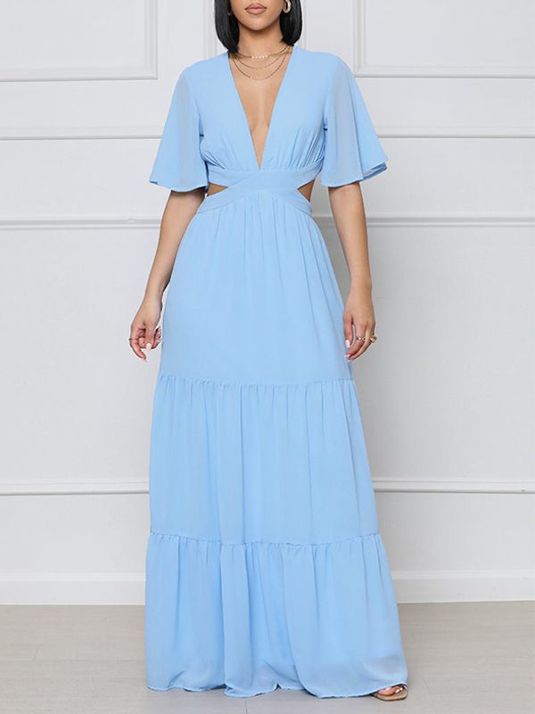 Beautiedoll V-Neck Cutout Maxi Dress