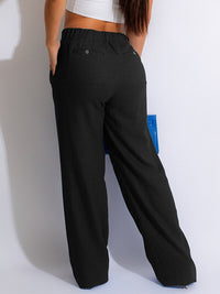 Solid Straight-Leg Pants