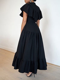 Beautiedoll Solid Ruffle Shirt Dress