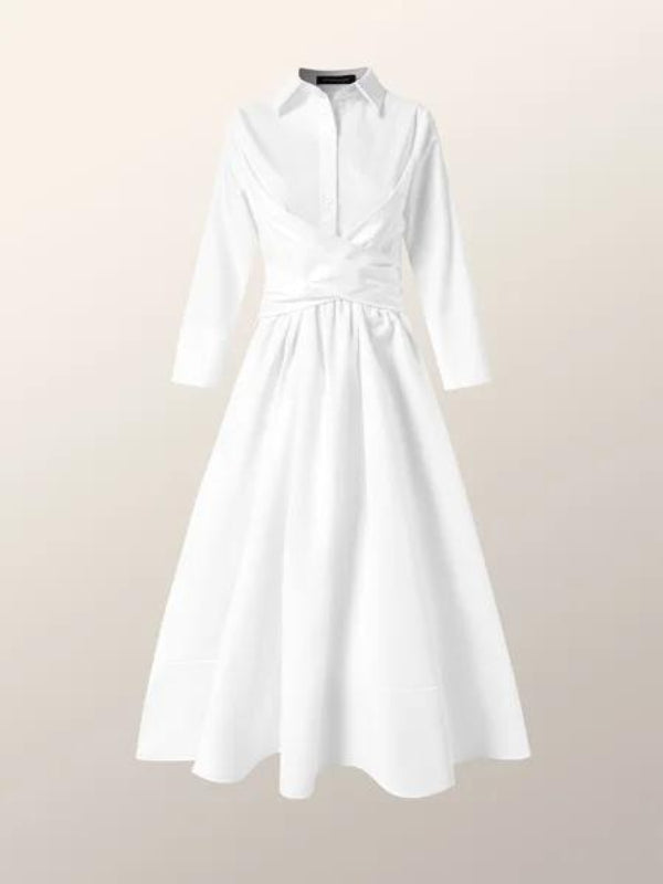 Beautiedoll Solid Tied Shirt Dress