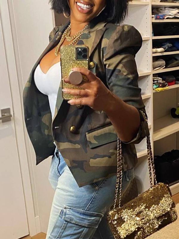 Beautiedoll Camo Double-Breasted Blazer