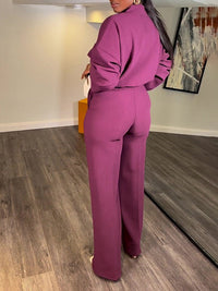 V-Neck Shirt & Wide-Leg Pants Set