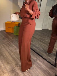 Beautiedoll V-Neck Shirt & Wide-Leg Pants Set