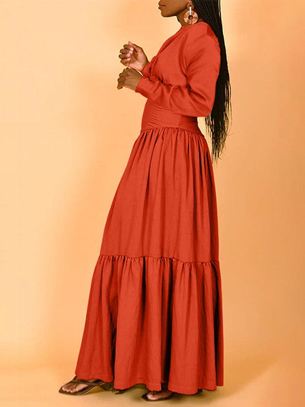 Solid Ruffle Maxi Dress