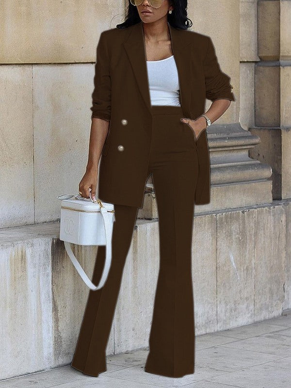 Beautiedoll Double-Breasted Blazer & Flared Pants Set