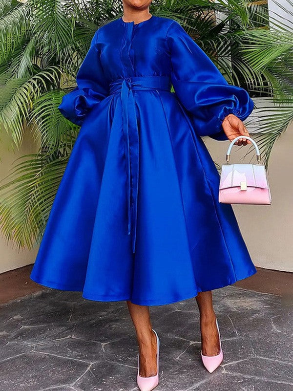 Beautiedoll Solid Tied Midi Dress