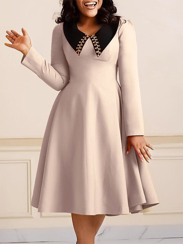 Beautiedoll Studded-Collar Midi Dress