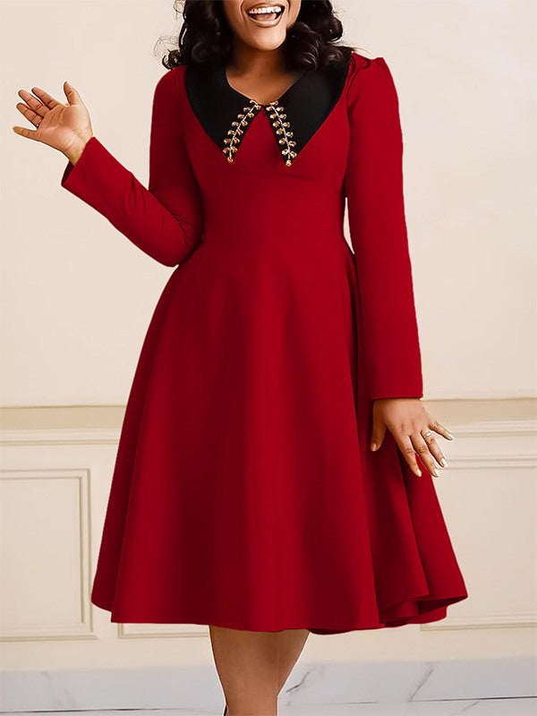 Beautiedoll Studded-Collar Midi Dress