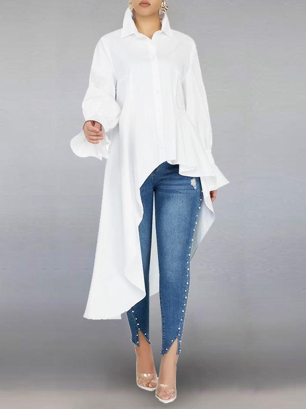 Beautiedoll Bell-Sleeve High-Low Tunic Shirt