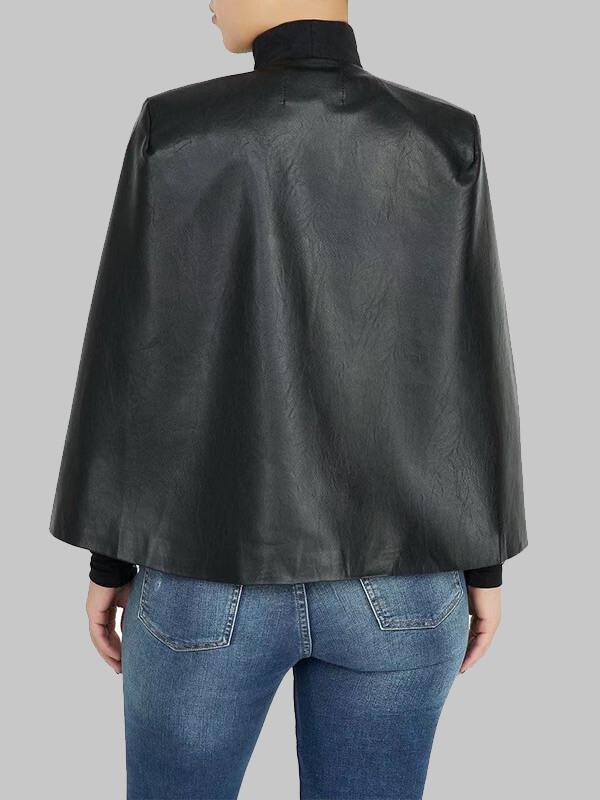 Faux Leather Cape Blazer