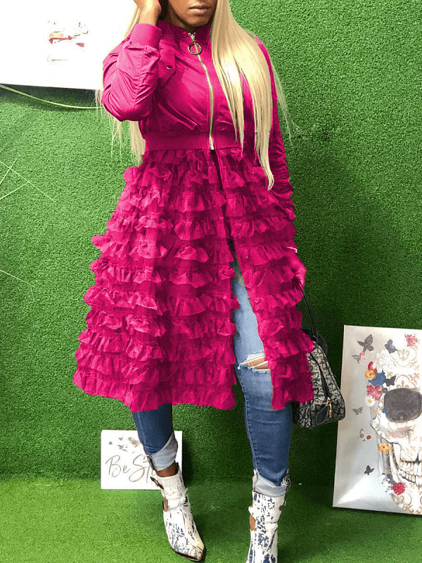 Frilled Tulle Combo Jacket