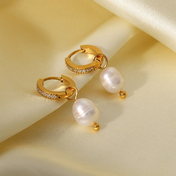 Waterproof Pearl Huggie Earrings