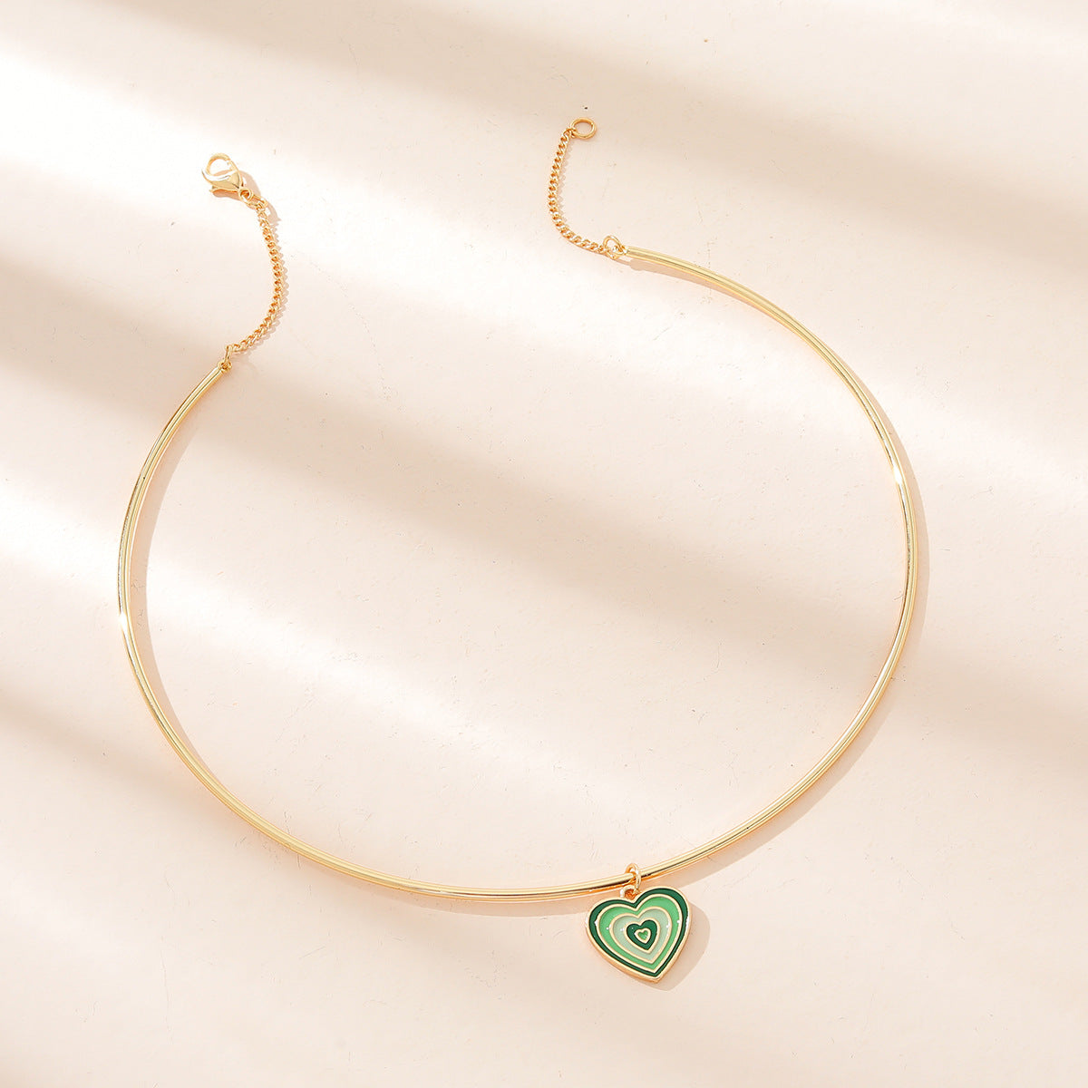 Green & Gold Retro Heart Choker