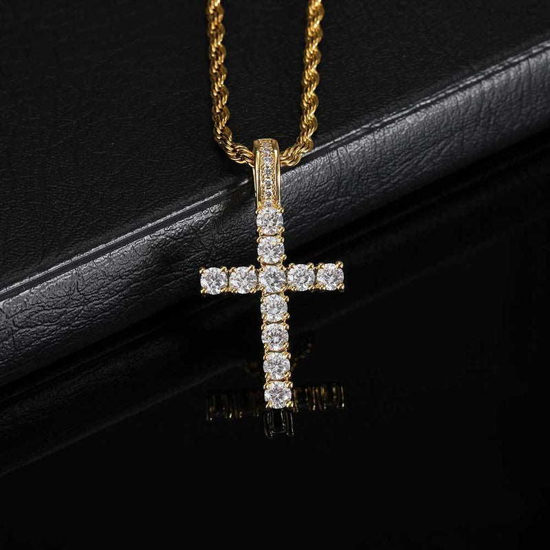 Simple CZ Cross Necklace