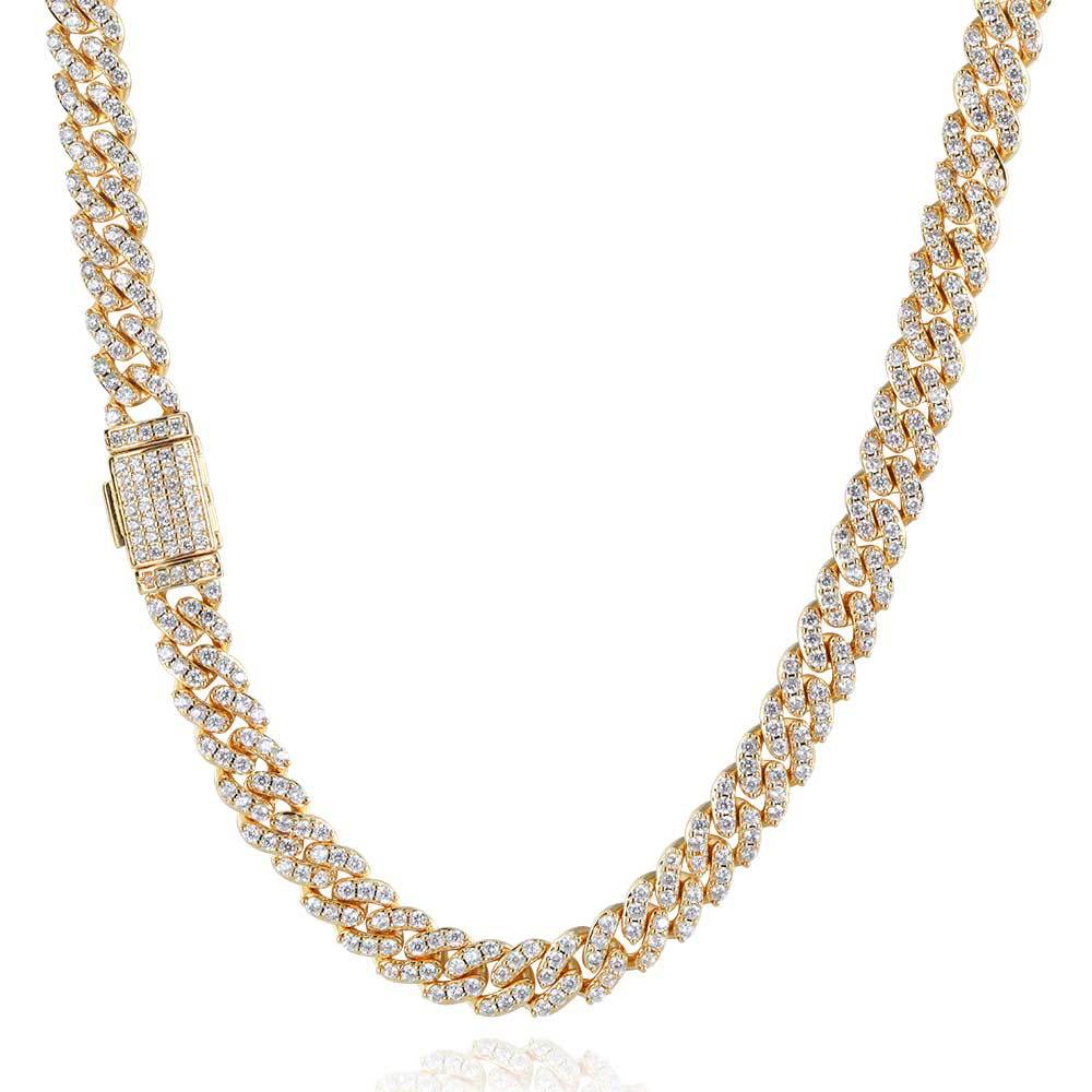 8mm Prong Cuban Link Chain in Gold