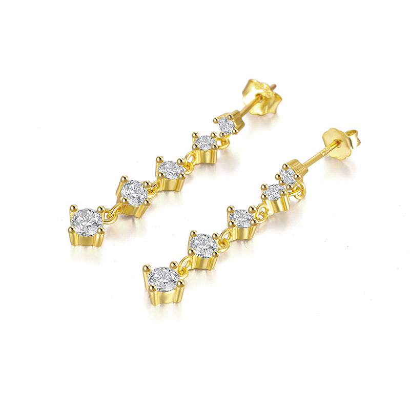 Linked Graduated Prong Drop Earrings