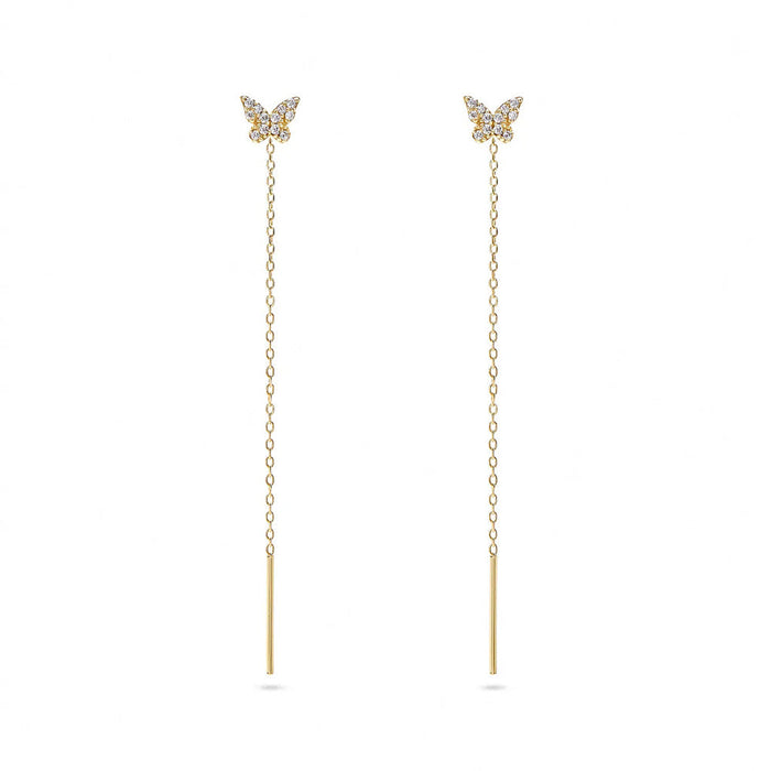 Zirconia Butterfly Threader Earrings